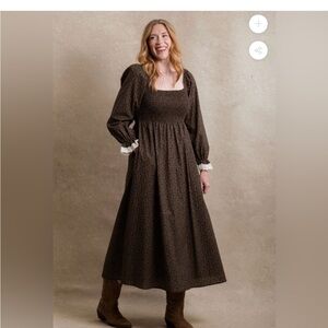 Chic Brown Maxi Dress with Long Sleeves